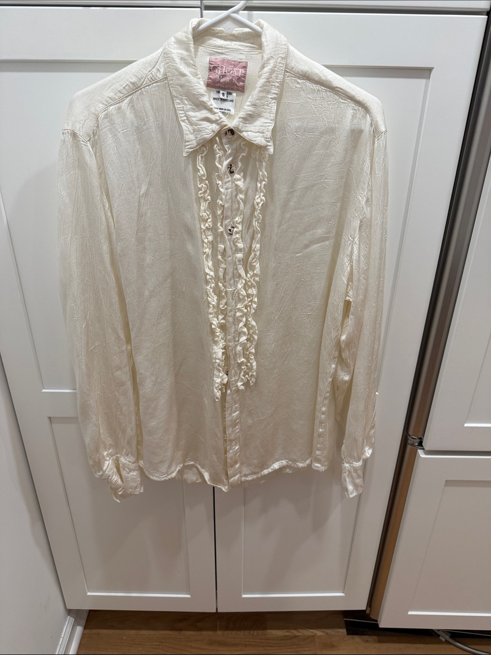 Men's Cream Ruffle-Front Dress Shirt